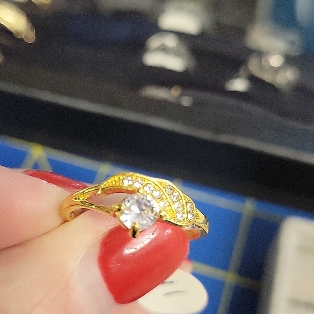 Diamond Faux Gold Tone Ring